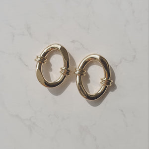 Knotted Oval Ring Earrings - Gold