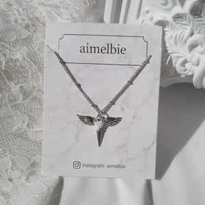 Angelic Wand Layered Necklace - Silver