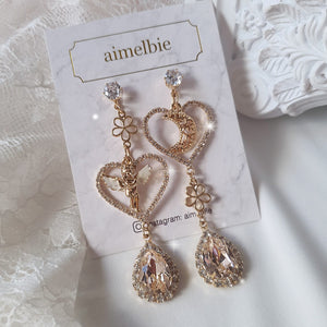 Moon and Baby Angel Earrings - Champagne Pink