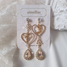 Load image into Gallery viewer, Moon and Baby Angel Earrings - Champagne Pink