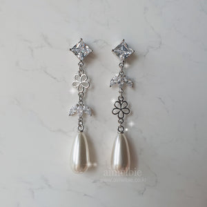 Diamond Floral Princess Earrings - Silver ver. (Jessica Earrings)