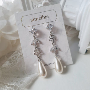 Diamond Floral Princess Earrings - Silver ver. (Jessica Earrings)