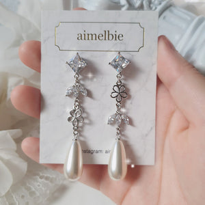 Diamond Floral Princess Earrings - Silver ver. (Jessica Earrings)