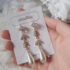 Diamond Floral Princess Earrings - Gold ver. (Ailee Earrings)