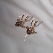 Load image into Gallery viewer, Angelic Heart Lock Huggies Earrings - Gold