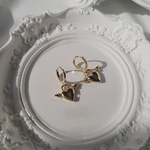 Load image into Gallery viewer, Angelic Heart Lock Huggies Earrings - Gold