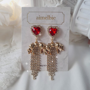 Party Ribbon Princess Earrings - Red