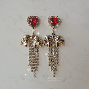 Party Ribbon Princess Earrings - Red