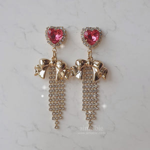 Party Ribbon Princess Earrings - Rosepink (CSR Sihyeon Earrings)
