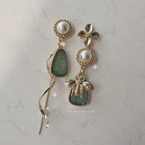 The Bee and the Fresh Green Garden Earrings