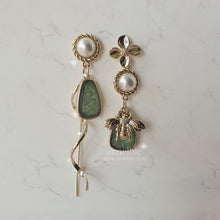 Load image into Gallery viewer, The Bee and the Fresh Green Garden Earrings