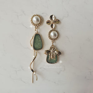 The Bee and the Fresh Green Garden Earrings