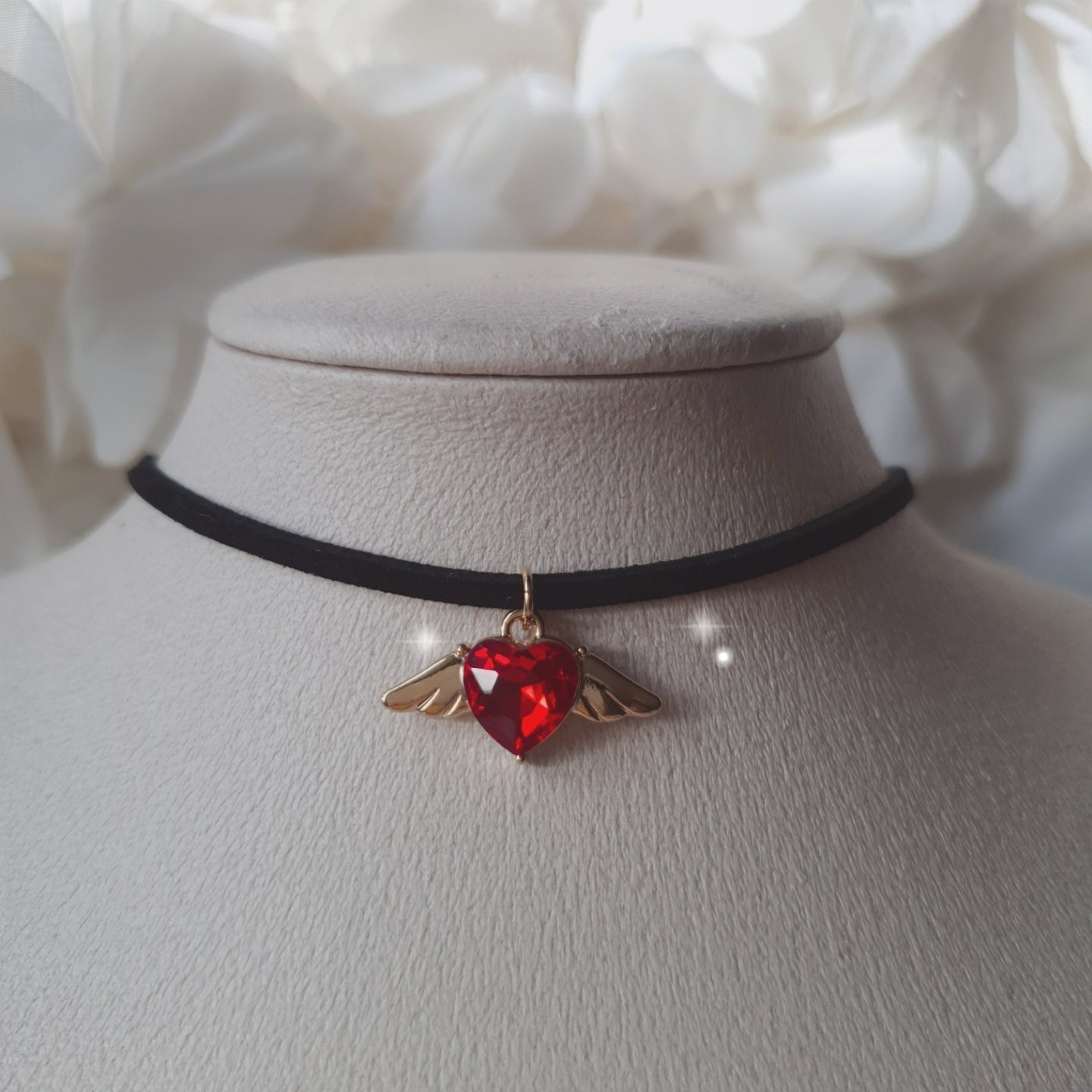 Red Angel Heart Choker STAYC Isa Necklace