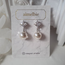 Load image into Gallery viewer, Diamond Pearl Earrings - Silver (Weeekly Jihan Earrings)