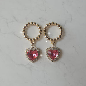 Gold Ring and Heart Earrings - Rosepink