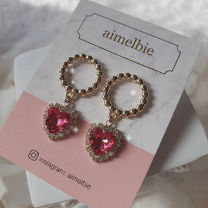 Gold Ring and Heart Earrings - Rosepink