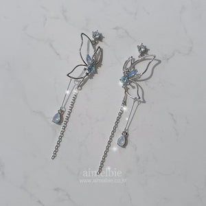 Dream of Butterfly Elf Earrings - Baby Blue