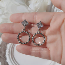 Load image into Gallery viewer, Diamond and Silver Ring Earrings
