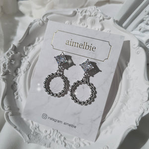 Diamond and Silver Ring Earrings