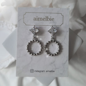 Diamond and Silver Ring Earrings