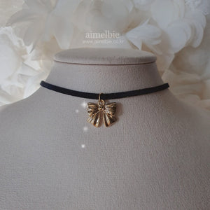 Lovely Ribbon Choker Necklace - Gold (Kep1er Dayeon Necklace)