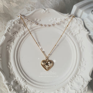 Gold Laced Heart Layered Necklace