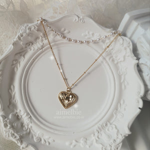 Gold Laced Heart Layered Necklace