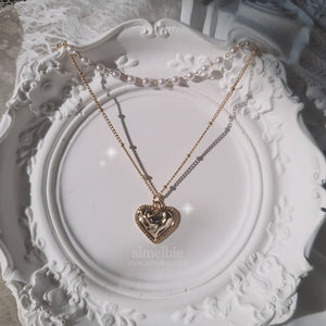 Gold Laced Heart Layered Necklace