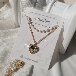 Gold Laced Heart Layered Necklace