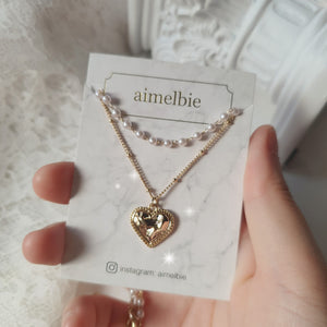 Gold Laced Heart Layered Necklace