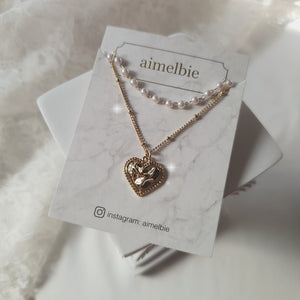 Gold Laced Heart Layered Necklace