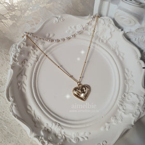 Gold Laced Heart Layered Necklace