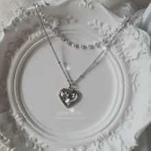Load image into Gallery viewer, [KISS OF LIFE Belle, Kep1er Youngeun Necklace] Silver Laced Heart Layered Necklace