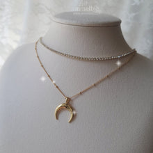 Load image into Gallery viewer, Upside Down Crescent Moon Rhinestone Choker Layered Necklace - Gold