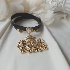 Coat of Arms Leather Choker Necklace