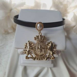 Coat of Arms Leather Choker Necklace