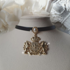 Coat of Arms Leather Choker Necklace