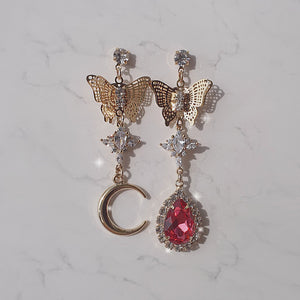 Rosepink Moon Butterfly Earrings