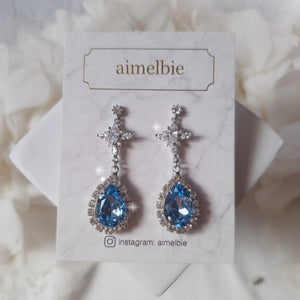 Romantic Queen Waterdrop Crystal Earrings - Light Sapphire