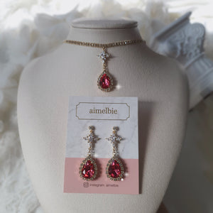 Romantic Queen Waterdrop Crystal Earrings - Rosepink