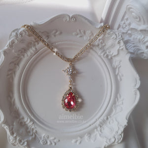 Romantic Queen Rhinestone Choker Necklace - Rosepink