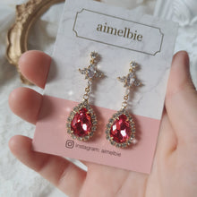 Load image into Gallery viewer, Romantic Queen Waterdrop Crystal Earrings - Rosepink