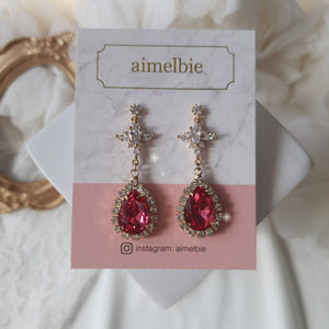 Romantic Queen Waterdrop Crystal Earrings - Rosepink