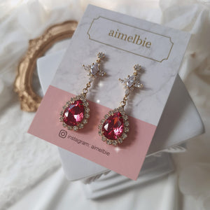 Romantic Queen Waterdrop Crystal Earrings - Rosepink
