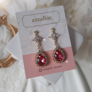 Romantic Queen Waterdrop Crystal Earrings - Rosepink