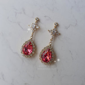 Romantic Queen Waterdrop Crystal Earrings - Rosepink