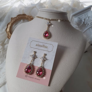 Romantic Queen Waterdrop Crystal Earrings - Rosepink