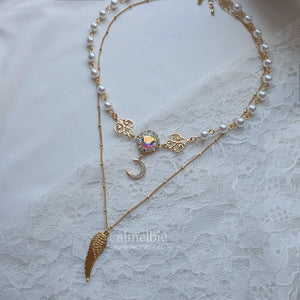 The Ethereal Moon Angel Layered Necklace