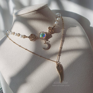 The Ethereal Moon Angel Layered Necklace