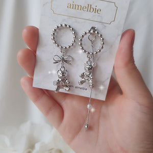 [IVE Liz Earrings] You are my Teddy bear Earrings - Silver ver.